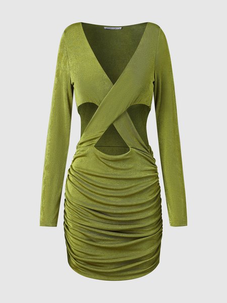 

Solid Knitting Dress, Green, Mini Dresses