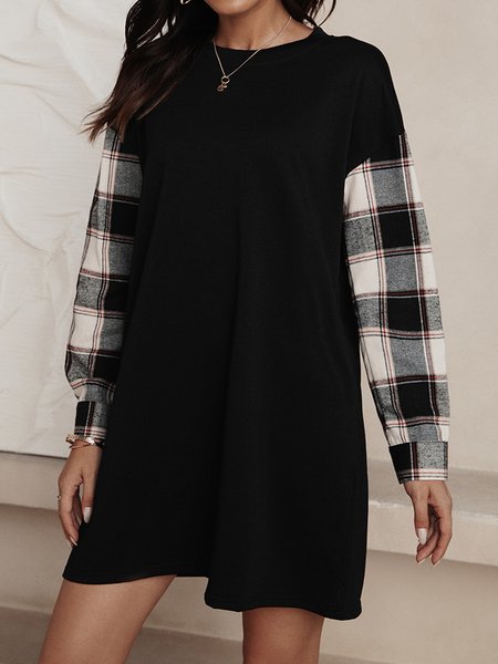 

Long Sleeve Cotton Dresses, Black, Casual Dresses