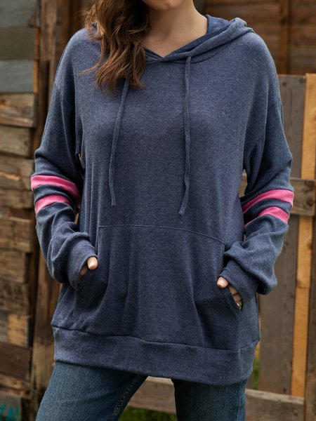 

Casual Stripes Long Sleeve Sweatshirt, Blue, Hoodies & Sweatshirts