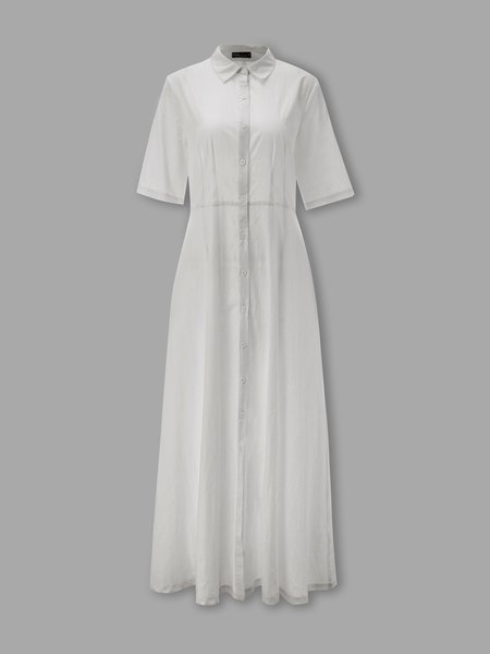 

Elegant Half Sleeve A-Line Dress, White, Maxi Dresses