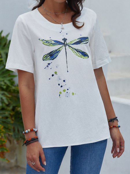 

Short Sleeve Casual Tops, White, T-Shirts