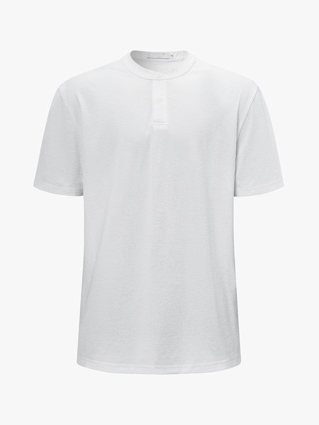 

Men's Henley Collar Short Sleeve Tee, White, T-Shirts