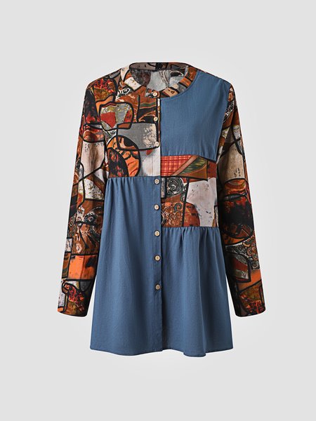 

Loosen Vintage Printed Shirts & Tops, Blue, Tops