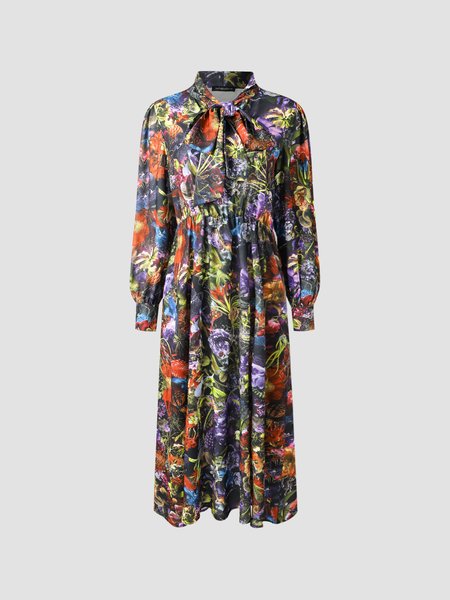 

Simple Pleated Dresses, Black, Floral Dresses