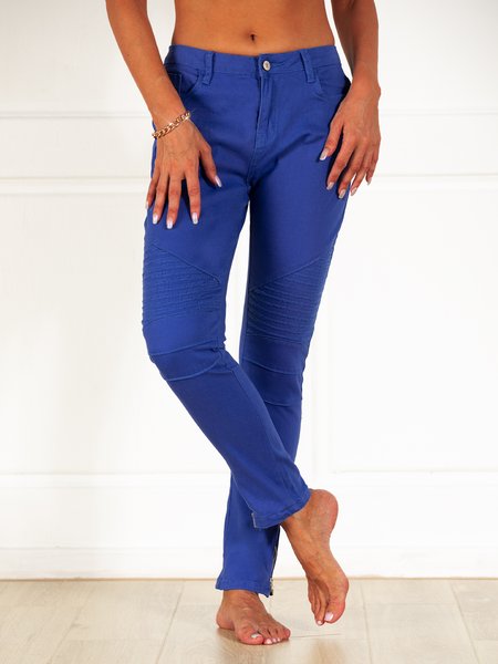 

gathered casual pants, Blue, Pants