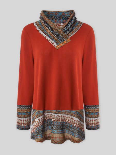 

Cowl Neck Casual Shirts & Tops, Red, Tops