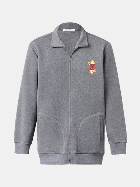 

Long Sleeve Stand Collar Jackets, Gray, Outerwear