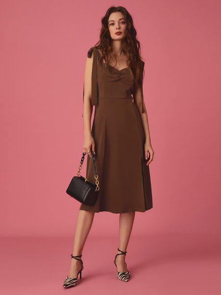 

Elegant Knitting Dress, Brown, Midi Dresses