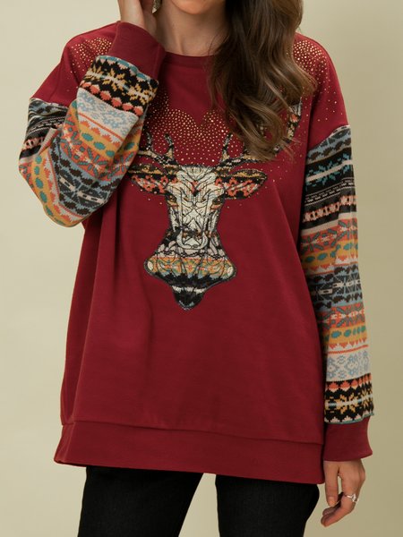 

Casual Paisley Round Neck Shirts & Tops, Deep red, Hoodies & Sweatshirts