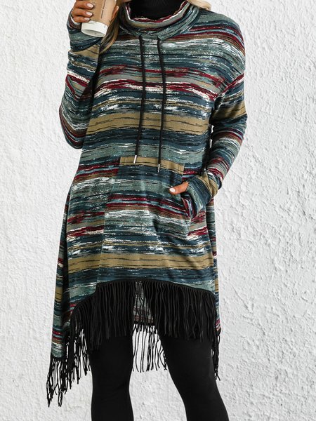 

Printed Stand Collar Loosen Sweatshirt, Green, Hoodies & Sweatshirts