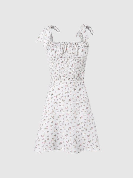 

Elegant floral retro strap dress, As picture, Maxi Dresses