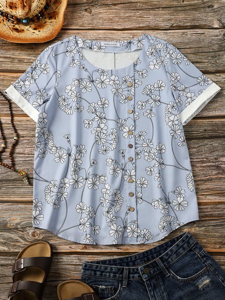 

Short Sleeve Casual Shirts & Tops, Blue, T-Shirts