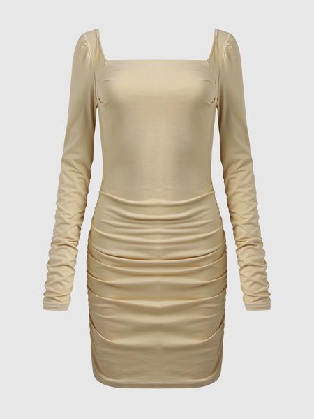 

Elegant Knitting Dress, Khaki, Mini Dresses