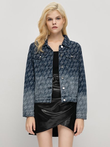 

Casual Tie Dye Lapel Outerwear, As picture, Outerwear
