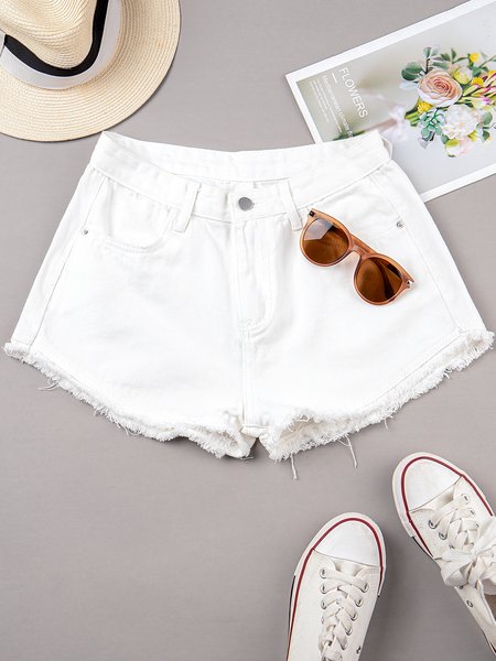 

A-Line Jeans, White, Shorts