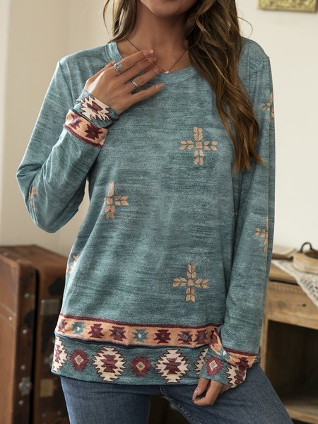

Vintage Casual Shirts & Tops, Blue, Long sleeve tops