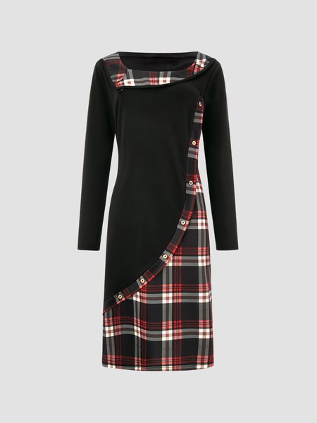 

Casual Checkered/Plaid Long Sleeve Dresses, Black, Auto-clearance