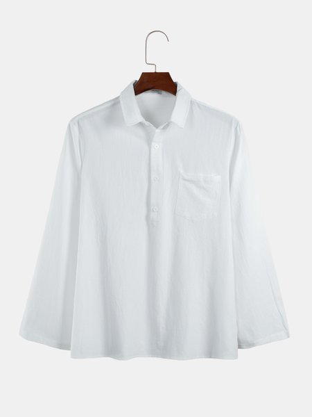 

Casual Cotton-Blend Plain Shirts & Tops, White, Shirts ＆ Blouse