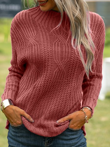 

Knitted Long Sleeve Sweater, Red, Knitwear & Sweaters