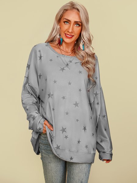 

Crew Neck Long Sleeve Sweatshirt, Light gray, Hoodies & Sweatshirts