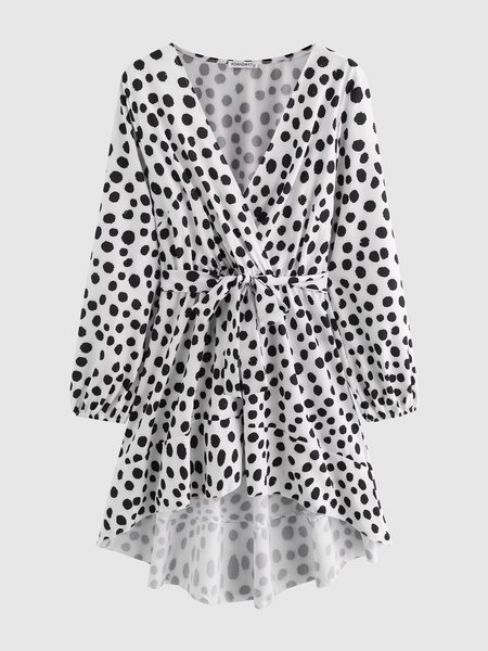 

Asymmetric Elegant V Neck Dress, White, Mini Dresses