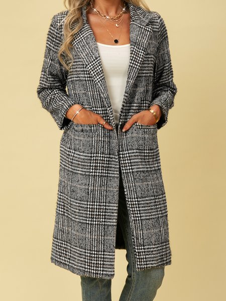 

Casual Cocoon Long Sleeve Outerwear, As picture, Coats & Jackets