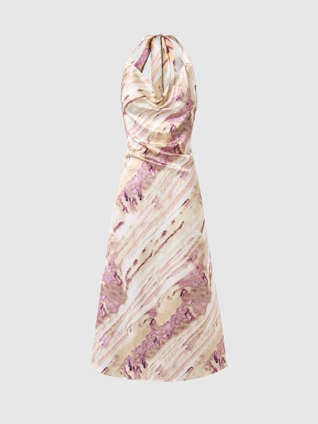

Slit Spaghetti Abstract Dress, As picture, Maxi Dresses