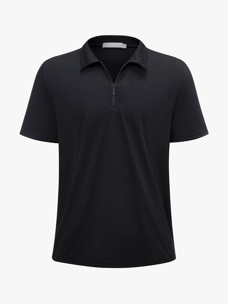 

Men's Zip Lapel Short Sleeve Polo Shirt, Black, Polos