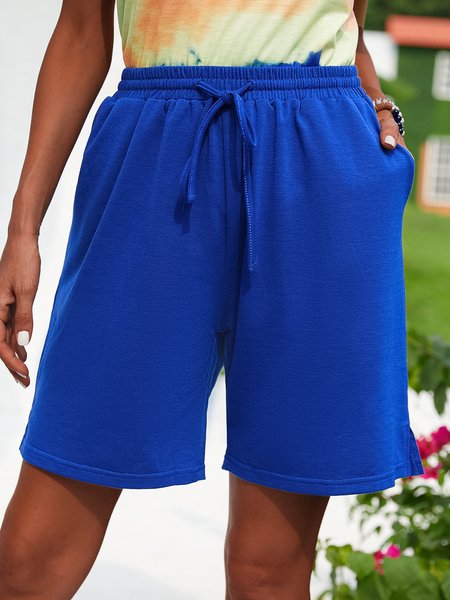 

Holiday Loose Casual Solid Shorts, Royal blue, Shorts