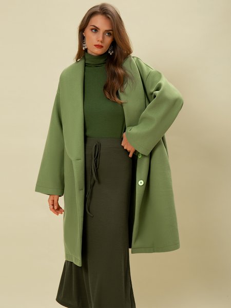 

Long Sleeve Shift Floral Outerwear, Green, Coats & Jackets