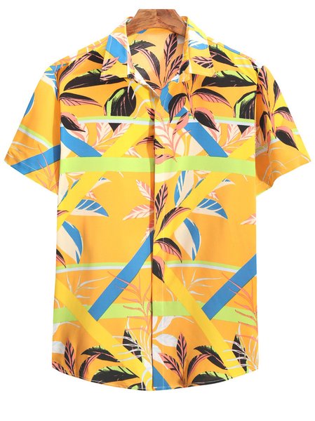 

Shirt Collar Cotton-Blend Shirts & Tops, Yellow, Shirts