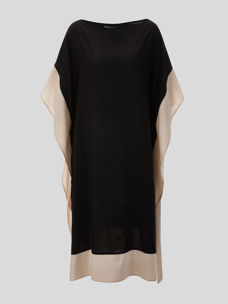 

Simple Half Sleeve Shift Dress, Black, Midi Dresses