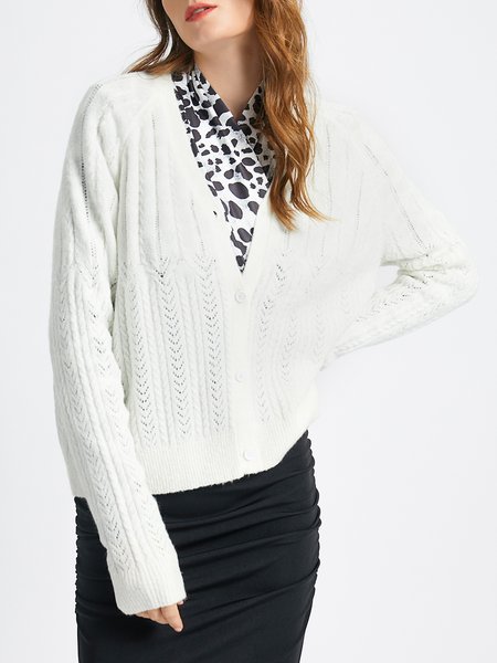 

Plain Casual Regular Fit Cardigan, As picture, Cardigans
