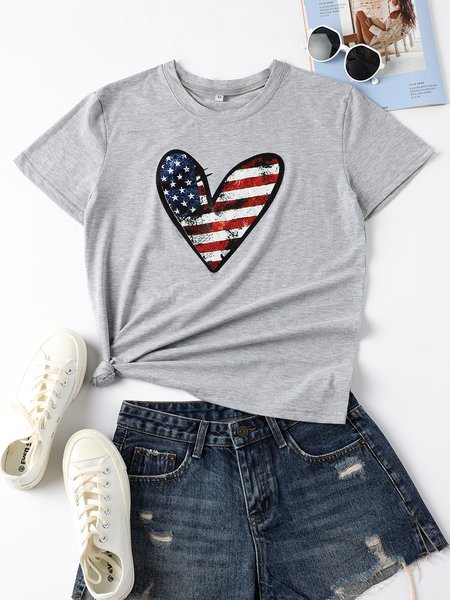 

Cotton-Blend Short Sleeve T-shirt, Gray, T-Shirts