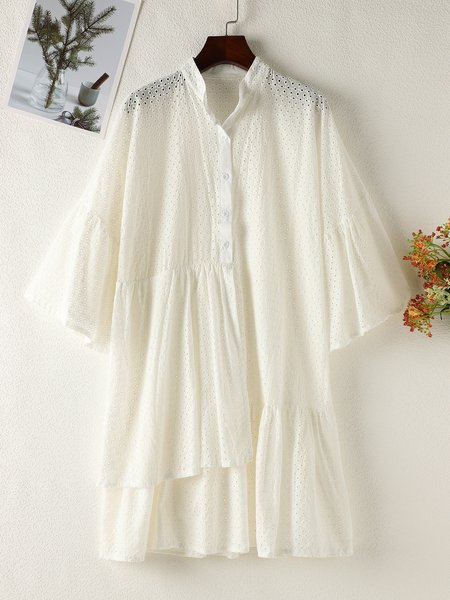 

3/4 Sleeve Dress, White, Mini Dresses