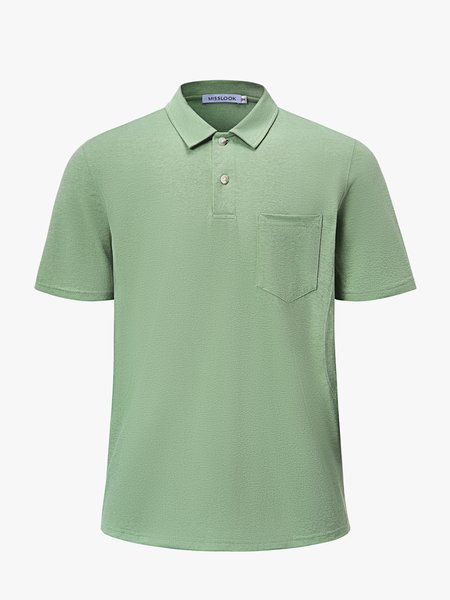 

Men's Lapel Short Sleeve Polo Shirt, Green, T-Shirts