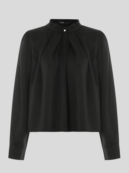 

Long Sleeve Turtleneck Solid Shift Work Top, Black, Blouses and Shirts
