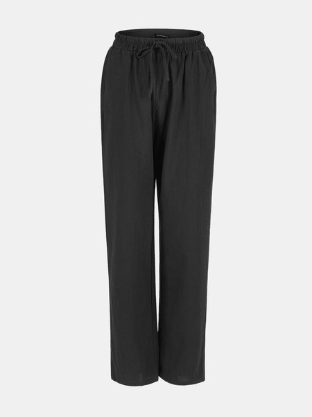 

Plain Casual Drawstring Pants, Black, Auto-clearance