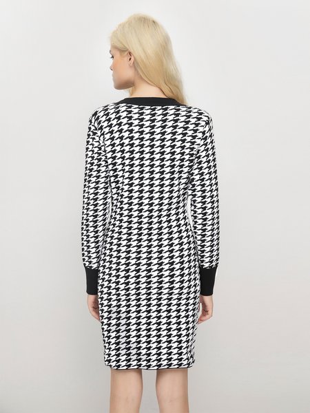 

Casual V Neck Sweater Dress, As picture, Mini Dresses