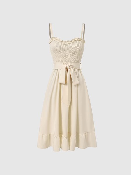 

Casual Spaghetti Cable Dress, Beige, Midi Dresses