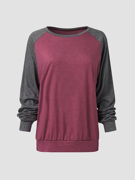 

Cute Patchwork Crew Neck Sweatshirt, Wine red, Sweatshirts & Hoodies