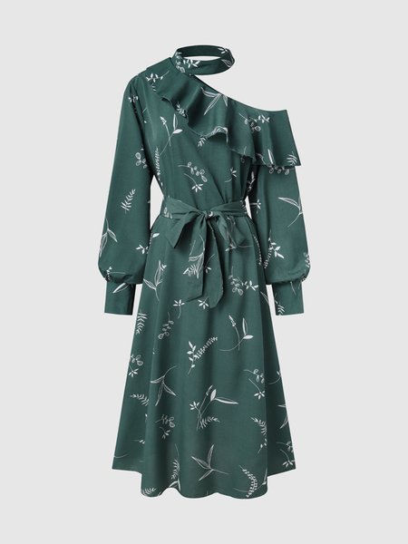 

Regular Fit Elegant Weaving Dress, Green, Midi Dresses