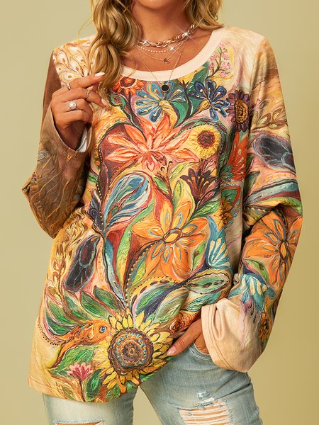 

Più Taglia-Donne Stampato Floreale Camicie & Top, Multicolore, Blouses & Shirts