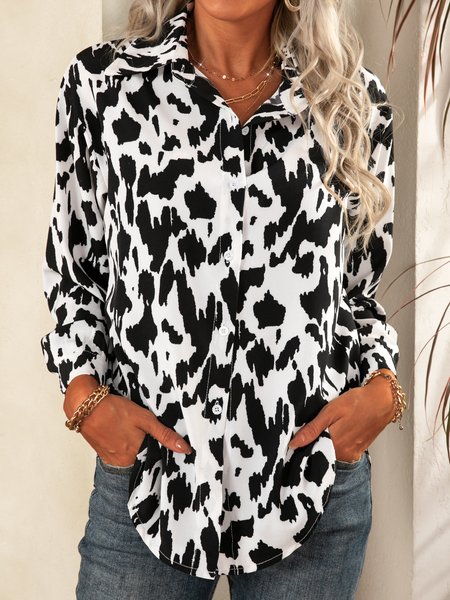 

Maniche Lunghe Cotone Colletto a Camicia Sexy Top, Come immagine, Blouses & Shirts