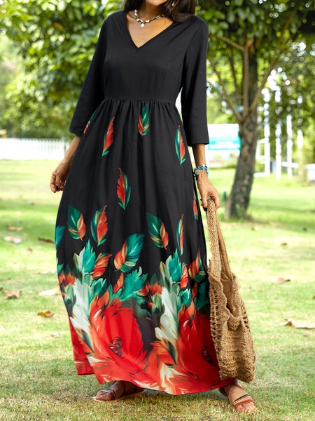 

Floral Half Sleeve Swing Floral-Print Floral Dresses, Black, Floral Dresses