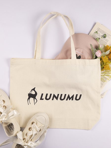 

Lunumu Sika Deer Logo Shopping Canvas Bag, White, Women's Bags
