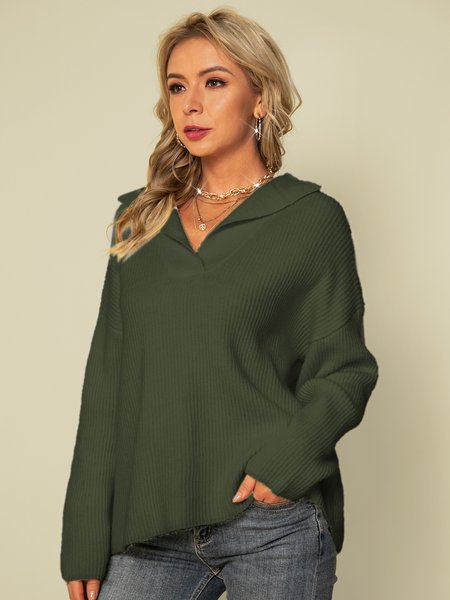 

Casual Cocoon Long Sleeve Sweater, Army green, Knitwear & Sweaters