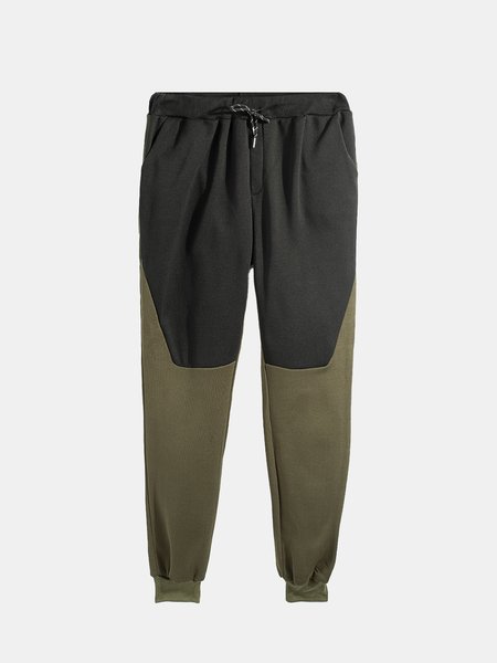 

Casual Color-block Athletic Sweatpants, Army green, Men's pants