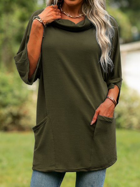 

Plain Casual Half Sleeve Shirts & Tops, Army green, Blouses & Shirts