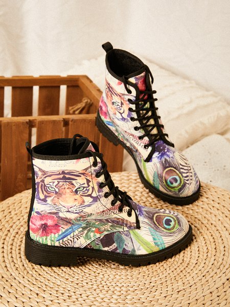 

Vintage Tiger Print Martin Boots, As picture, Boots